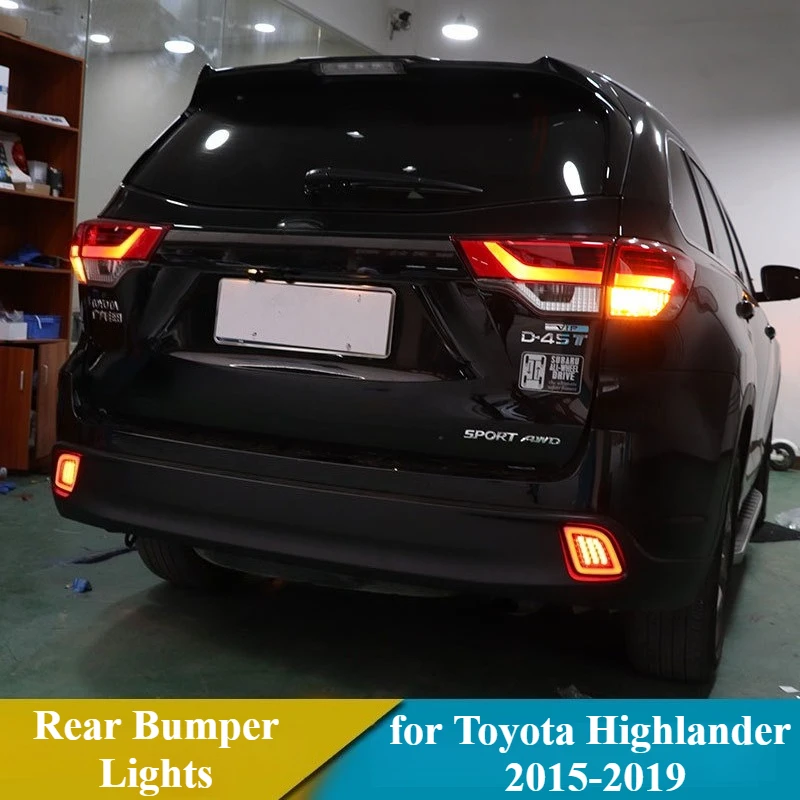 لتويوتا هايلاندر 2015 2016 2017 2018 2019 1 زوج LED المصد الخلفي أضواء الضباب مصباح عاكس الكبح الديناميكي بدوره مصباح إشارة