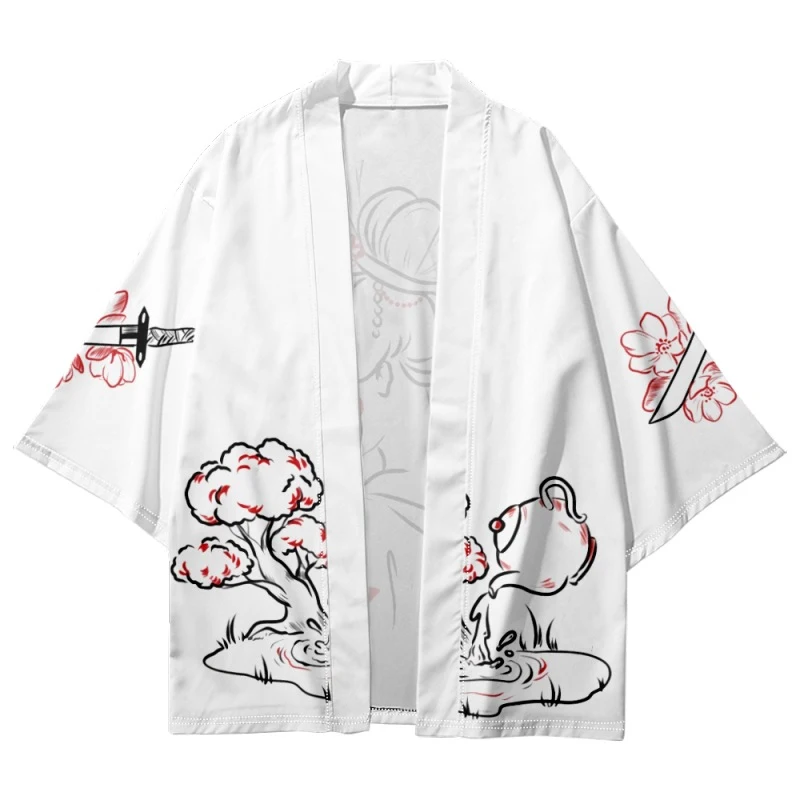 Singing Girl Print Kimono Yukata Men Women Cardigan Loose Blouse Haori Asian Anime Clothes Harajuku Japanese Kimono Shirt