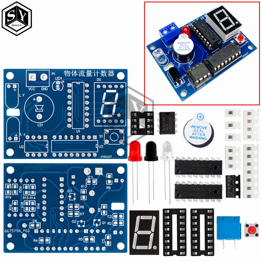 Object flow counter circuit skill set for adjusting components DIY electronic digital technology experiment production kit