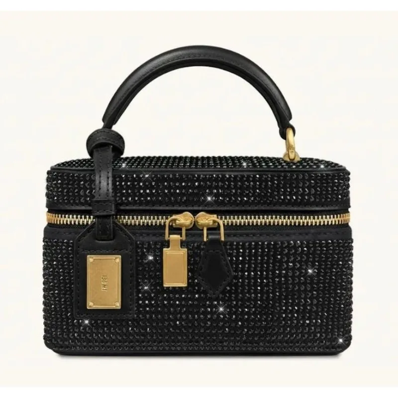 

2026 JW PEI Luxury Rhinestone Vanity Bag, Mini Handheld Crossbody Bag, Retro Metal Lock Evening Bag
