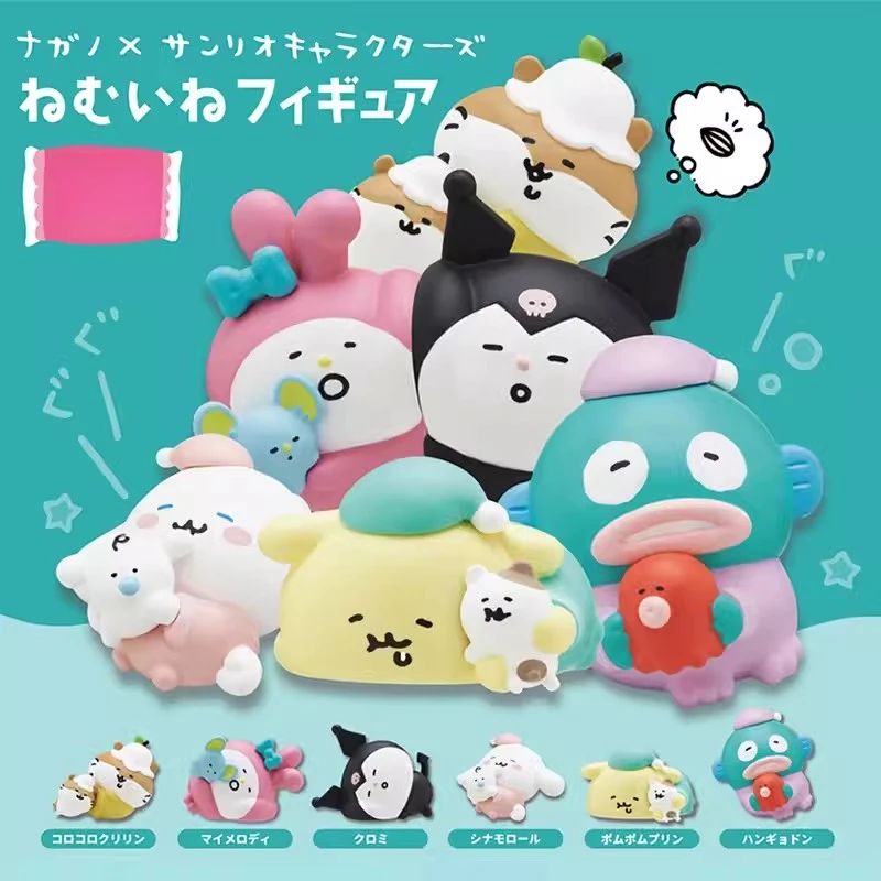 

Self-deprecating bear disguised as Hello Kitty Kuromi, Melody Pudding Dog Sleeping Anime Doll Halloween Model Christmas Gift