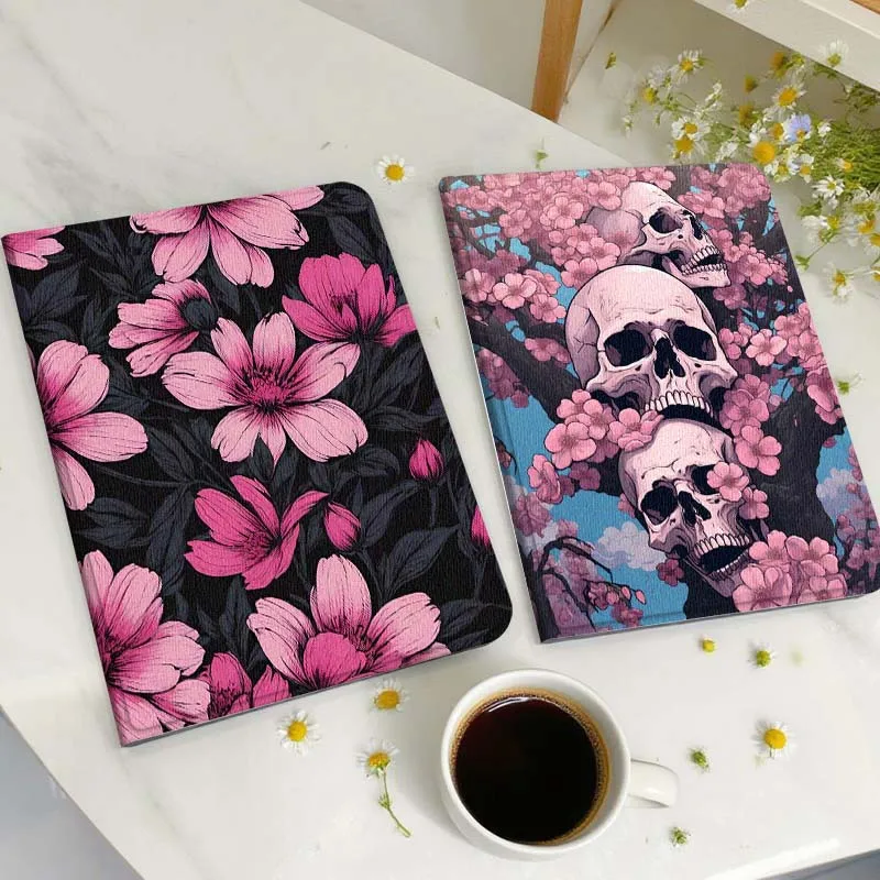 

Pink Flower Dark Pattern Gift Tablet Case For Huawei Honor MatePad MediaPad Air 5 6 7 11 V6 V7 V8 V9 X9 X8 T10 T10s C5e T5