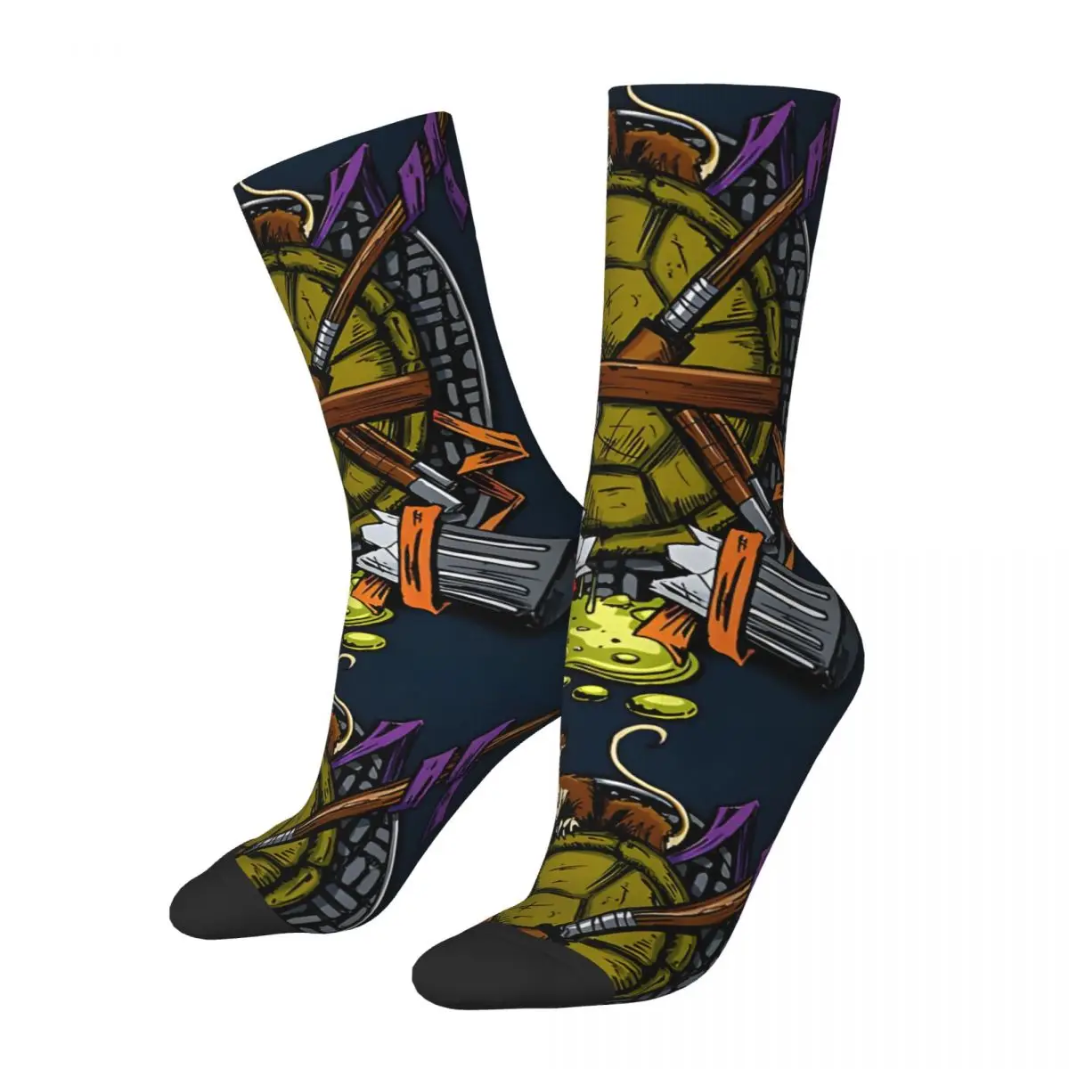 Happy Funny Turtle Family Crest Men's Socks Retro Harajuku Hip Hop Novelty Pattern Crew Crazy Sock Gift Printed