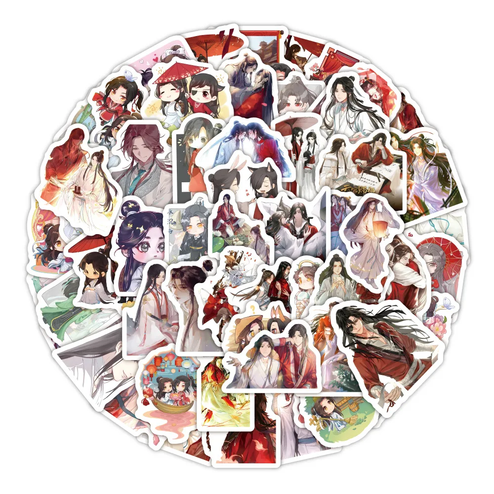 60PCS Anime Tian Guan Ci Fu Cute Stickers Heaven Official’s Blessing Hua Cheng Xie Lian Cosplay Sticker for Laptop Skateboard