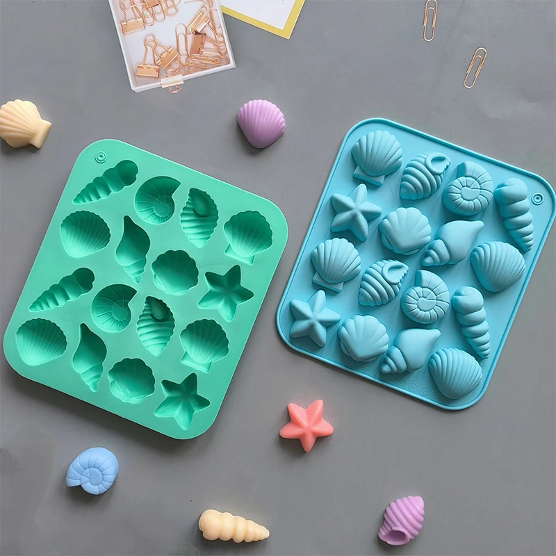 Seashell Mold, 2 Pack Ocean Silicone Mold, Marine Theme Seashell Conch Starfish Molds For Candy Chocolate Cake Decorations