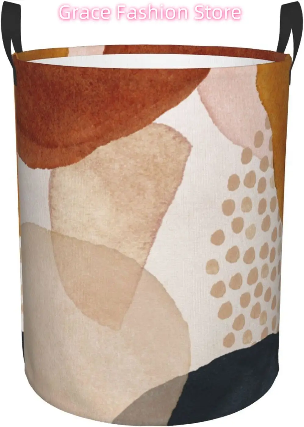 

Laundry Basket,Simple Abstract Art Bathroom Organizer Basket Waterproof Foldable Cloth Hamper with Lining for Home Storage