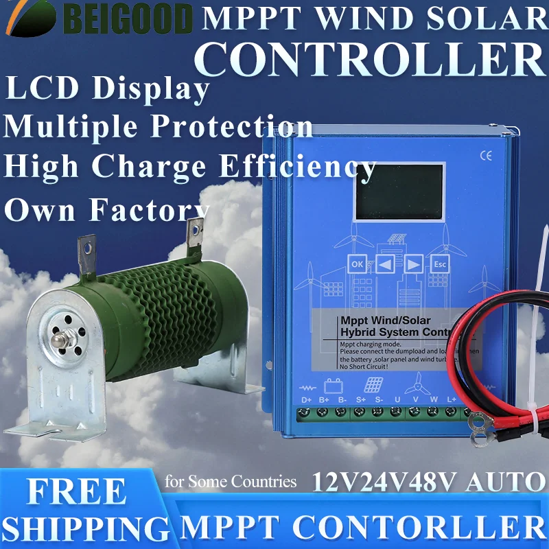 

12v 24v 48v Auto Regulator Home Appliance MPPT Charge Controller 5000W Solar/Wind Hybrid System For Home Use Wind Turbine
