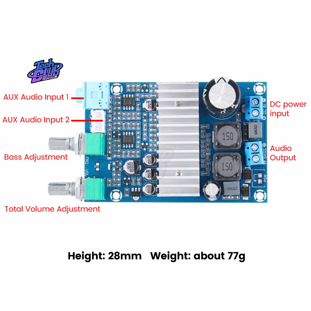 TPA3116 Subwoofer AmpliSubwoofer Amplifier Board TPA3116D2 Audio Amplifier 100W Bass Output For Electronic Component Accessories