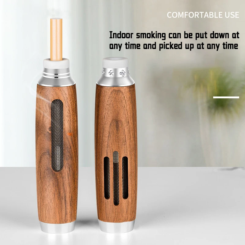 

Car-mounted ashtray-free solid wood portable ashtray, three-purpose car product for smoking while driving