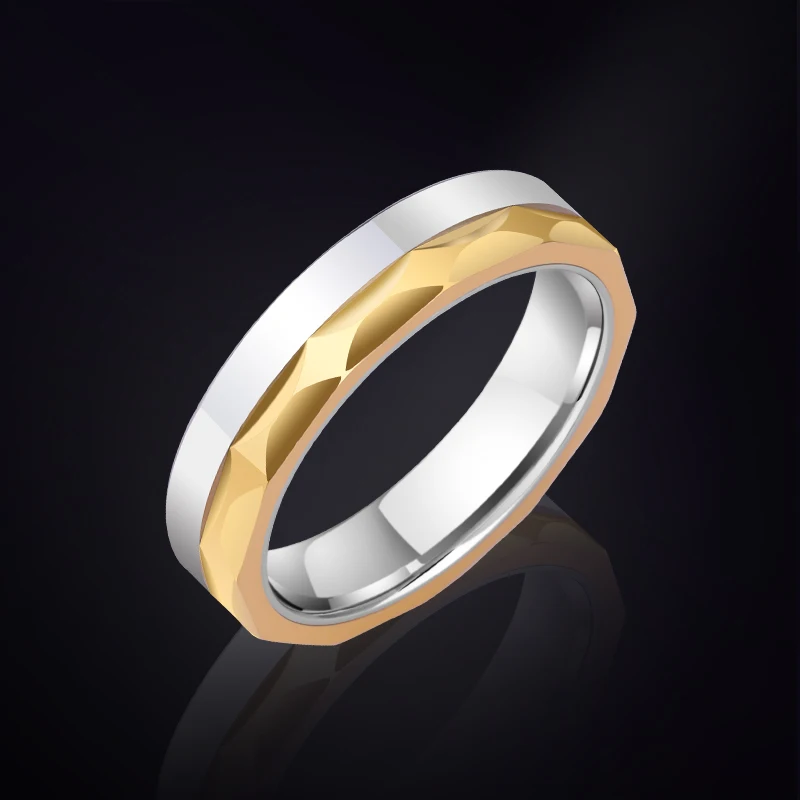 Loyal Moon Rings For Men And Women Simple Fashion Style Color Contrast Multi-faceted Design Couple Wedding Jewelry