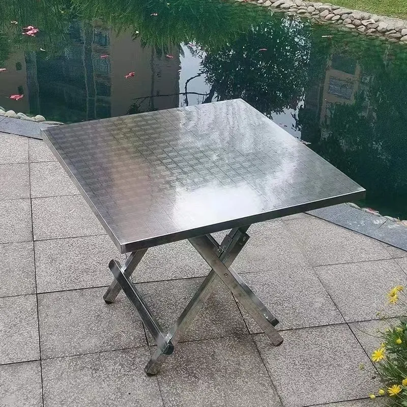 Stainless steel folding table small square table outdoor portable night market barbecue household simple dining table stable