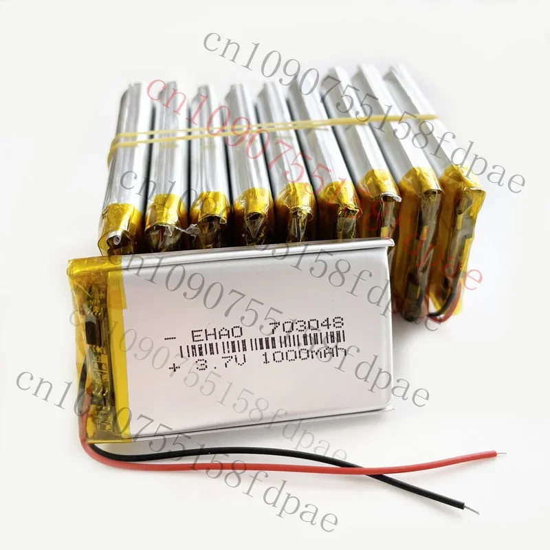 

OK 10 PCS 3.7V 1000mAh LiPo Polymer Rechargeable Battery 703048 For GPS Camera DVD