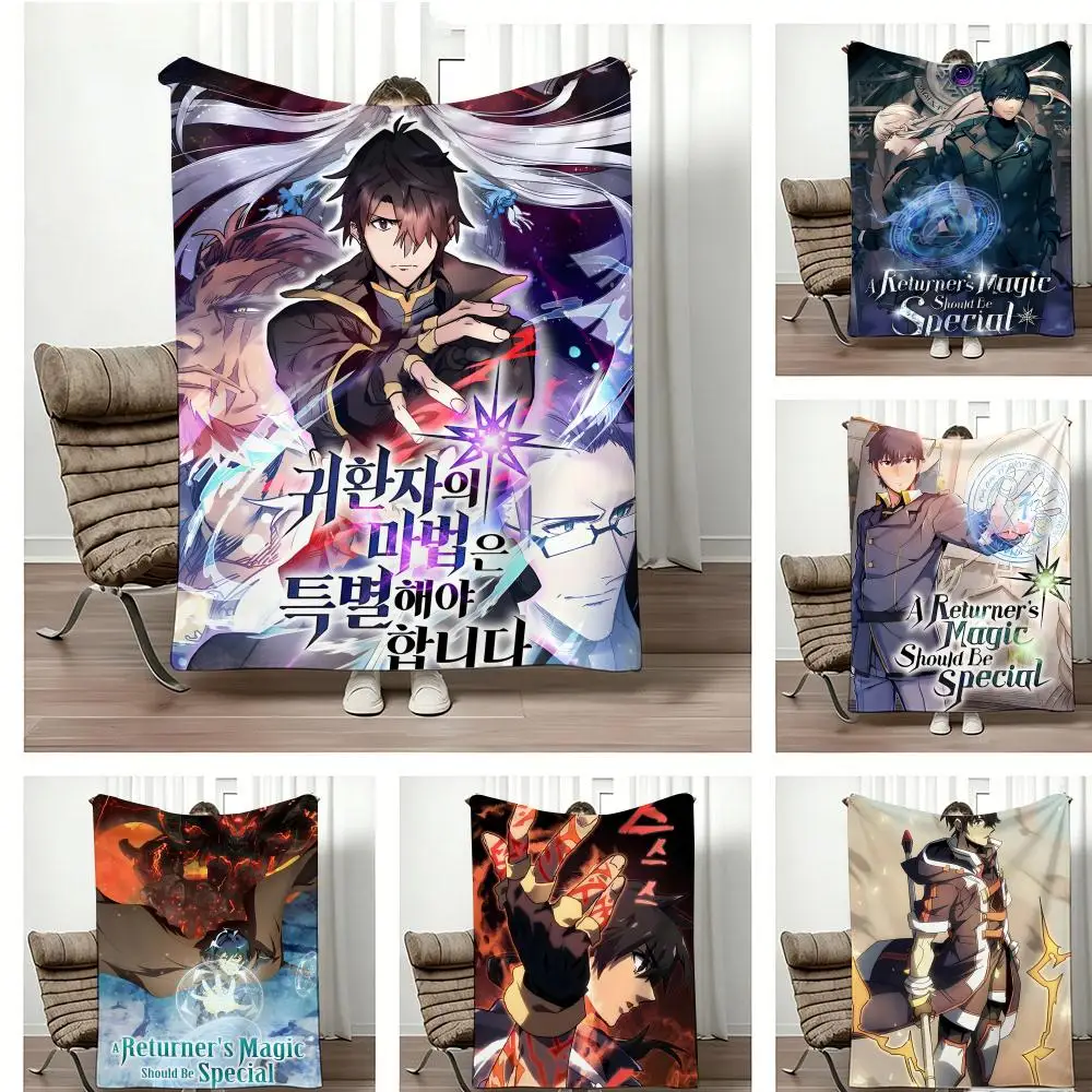 Manta de Franela Ligera de 240g con Diseño de Isekai Manga A-A Returner's Magic Throw, Suave y Agradable al Tacto, Ideal para el Verano