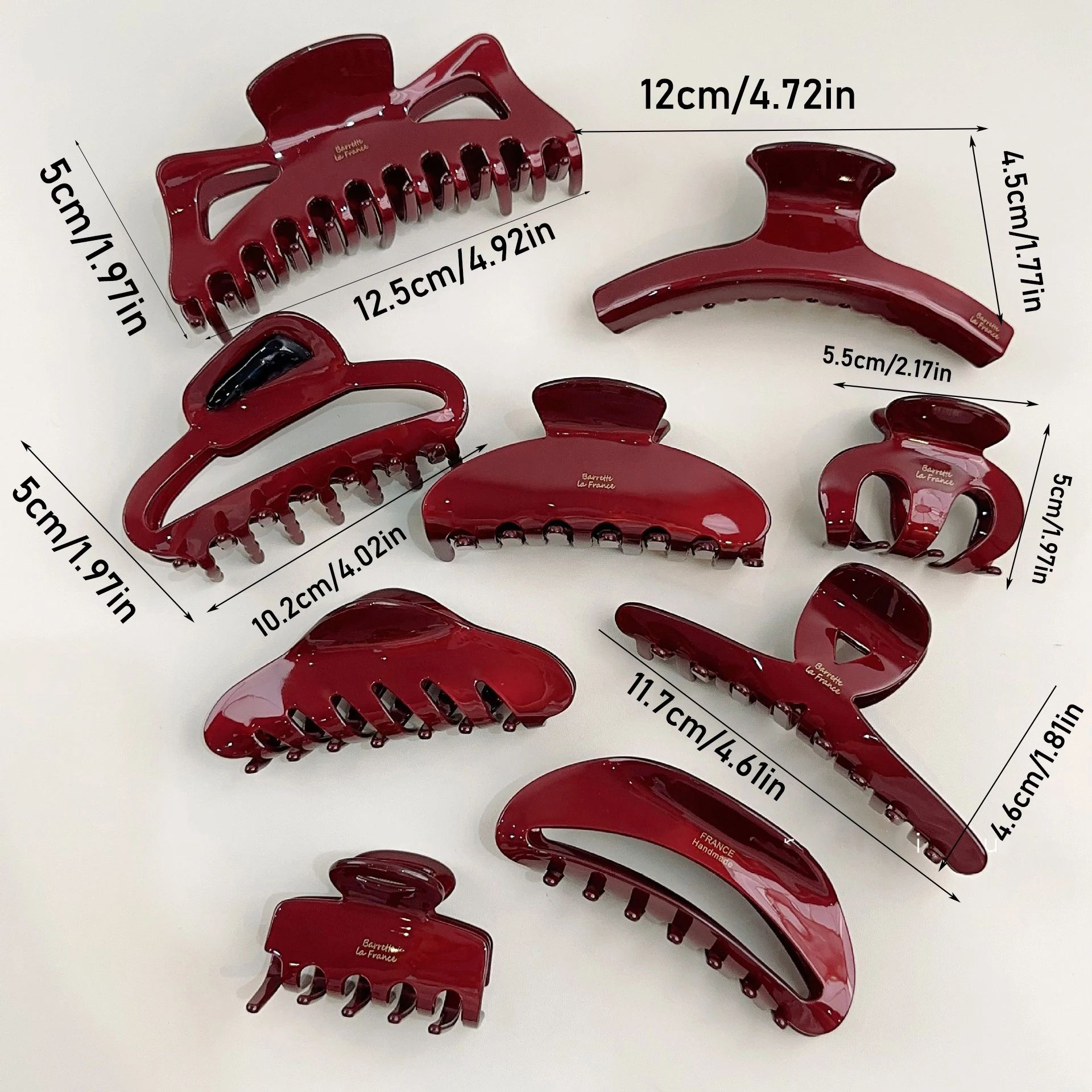 Clip per artiglio per capelli fissa geometrica in acetato di colore rosso scuro per le donne Strumento per copricapo per accessori per capelli con lettera di nuova moda