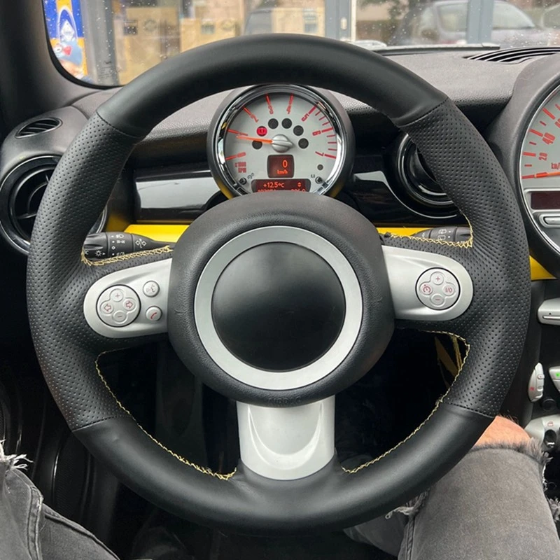 Hand Sewing Anti-Slip Artificial Leather Original Steering Wheel Braid Car Steering Wheel Cover For Mini Cooper Car Accessories