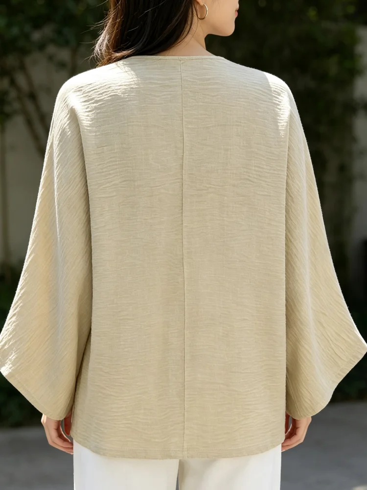 Blouse Women Casual Simple Stand Up Collar V-neck Ruffled Long Sleeved Shirt Basic Version Solid Color Top Suitable for Home image 3