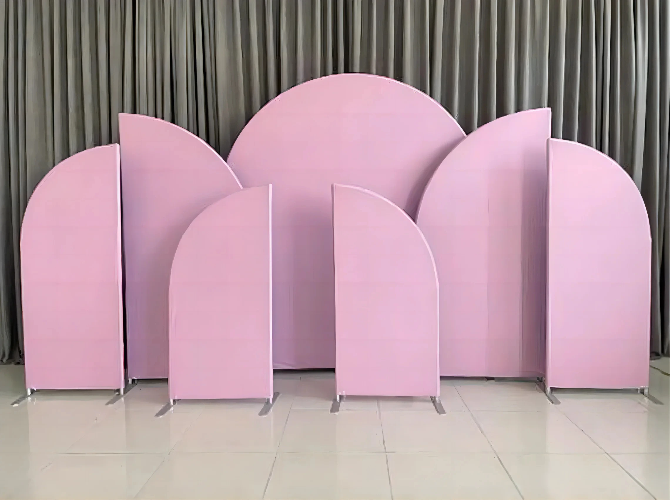 

7pcs set Arched Stand Frame + Fabric Backdrop Custom Color Wedding Arch Baby Shower Event Design Backdrop Props Wall Event Decor