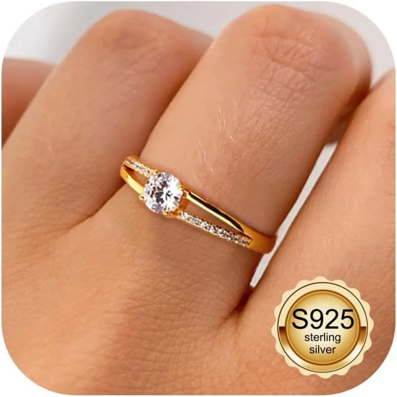 

Кольцо Fansilver из стерлингового серебра 925 пробы с регулируемым размером, круглым фианитом, для помолвки/свадьбы, на большой палец, с покрытием 18K, для женщин