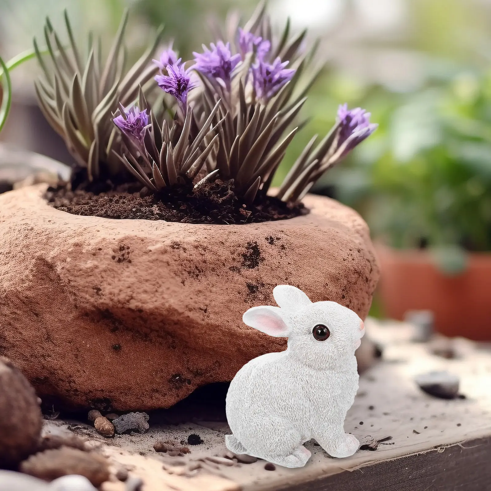 

Resin Rabbit Figurines Realistic Design Mini Garden Yard Desktop Decoration Meticulously Crafted Wildlife Animal Ornaments