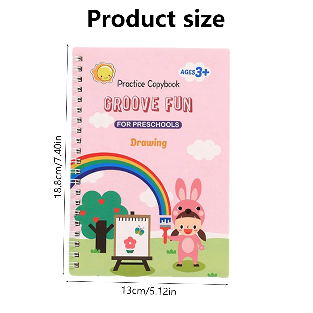 School English Practice Copybook Magic Calligraphy with Pen for Kids Preschooler Children Calligraphy Practice White Cardboard