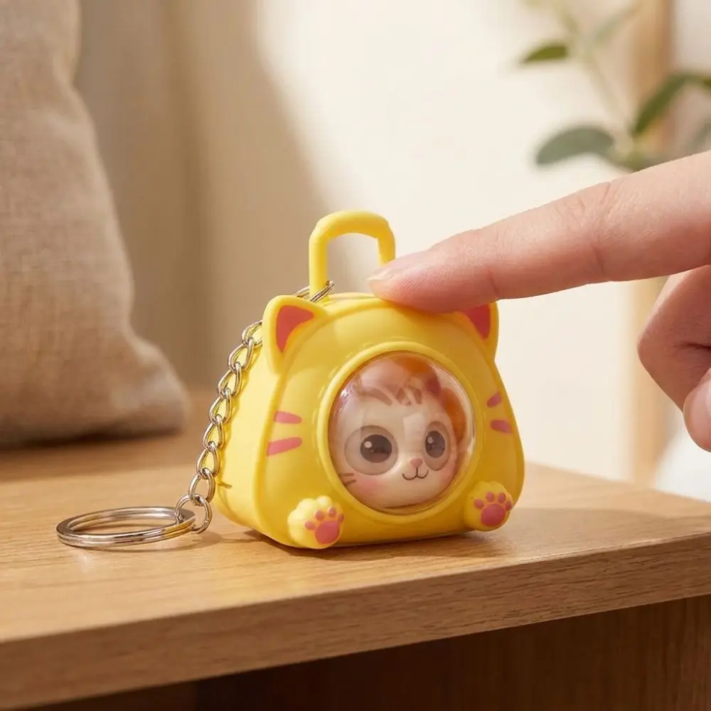 Cartoon Eye Changing Cat Bag Keychain Multi Expression Funny Face Change Cat Pendant One Click Face Plastic Cat Kitten