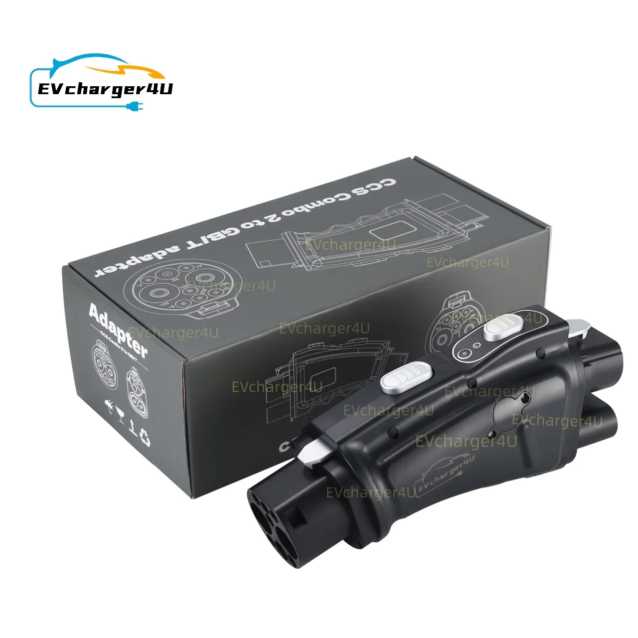 EVcharger4U CCS2 a GB/T EV Adaptador convertidor DC 250A 1000V 250KW CCS Combo 2 a GBT Adaptador de carga de vehículo eléctrico