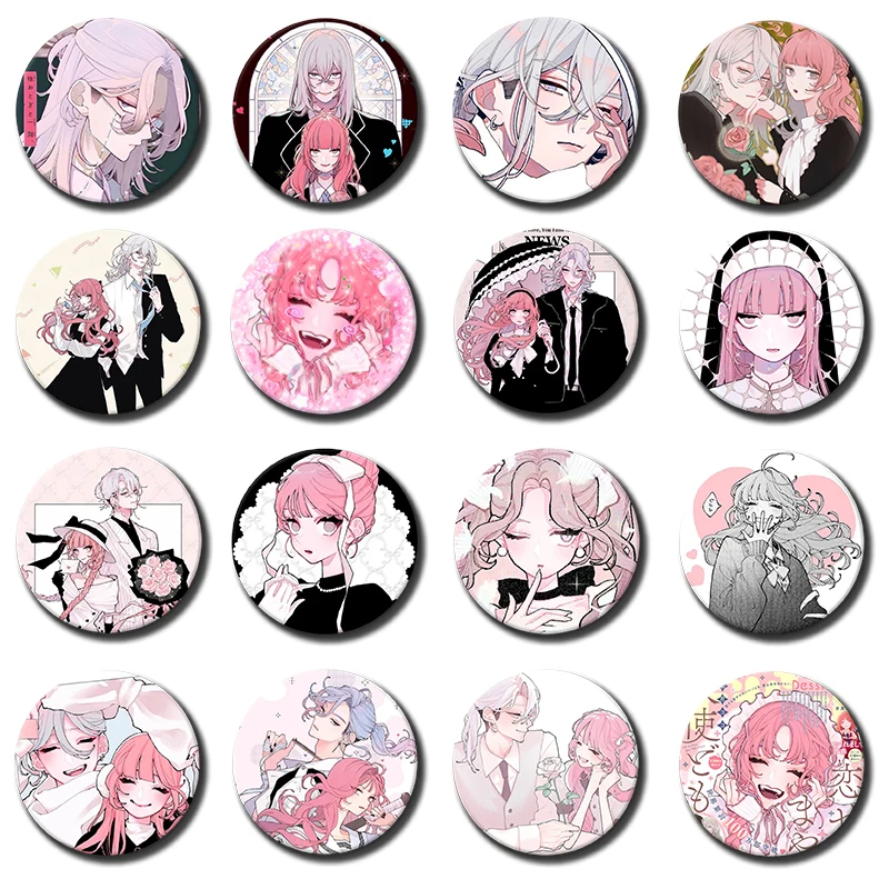 Anime Fall in Love,You False Angels Pins Toki Ninomae,Otogi Katsura Cartoon Badge for Backpack Accessorie Round Snap-in Brooches