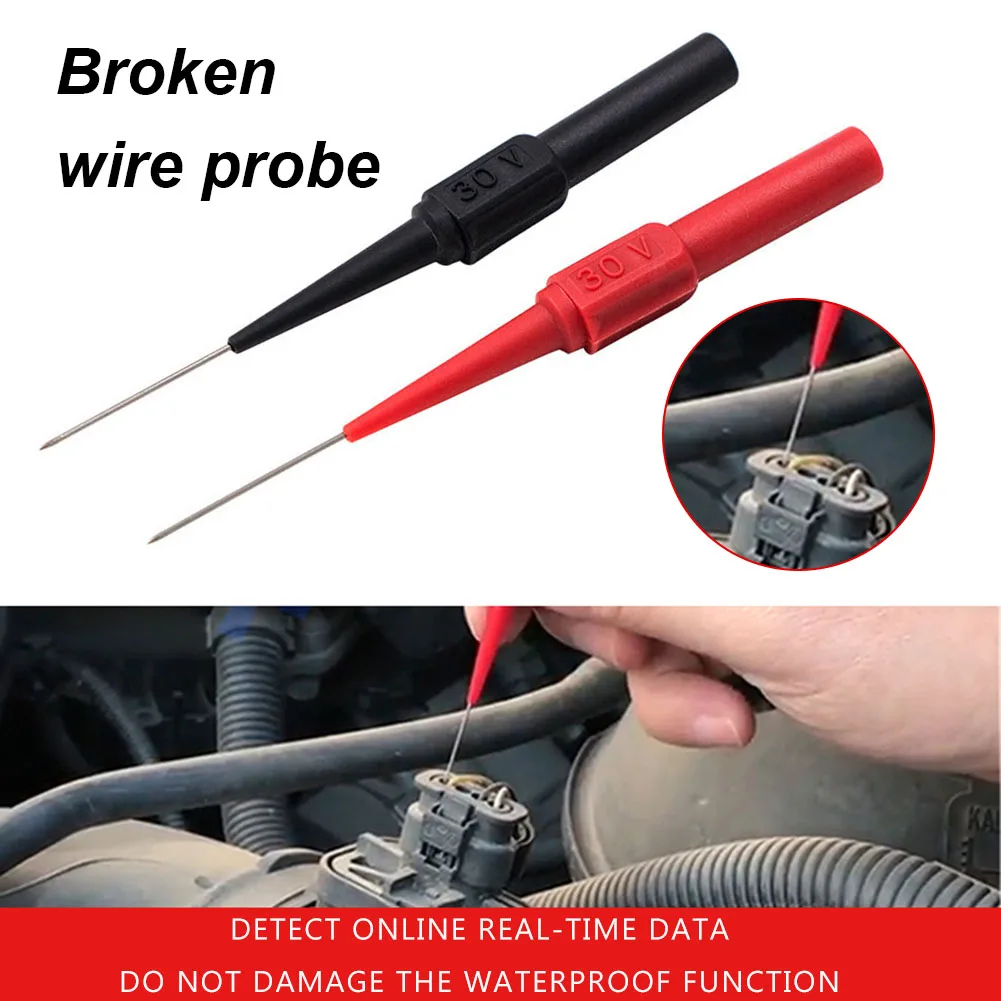 30-10PCS Insulation Piercing Needle Non-destructive 0.7mm Multimeter Test Needle Tip 30V Instrumentation Diagnostic Tools