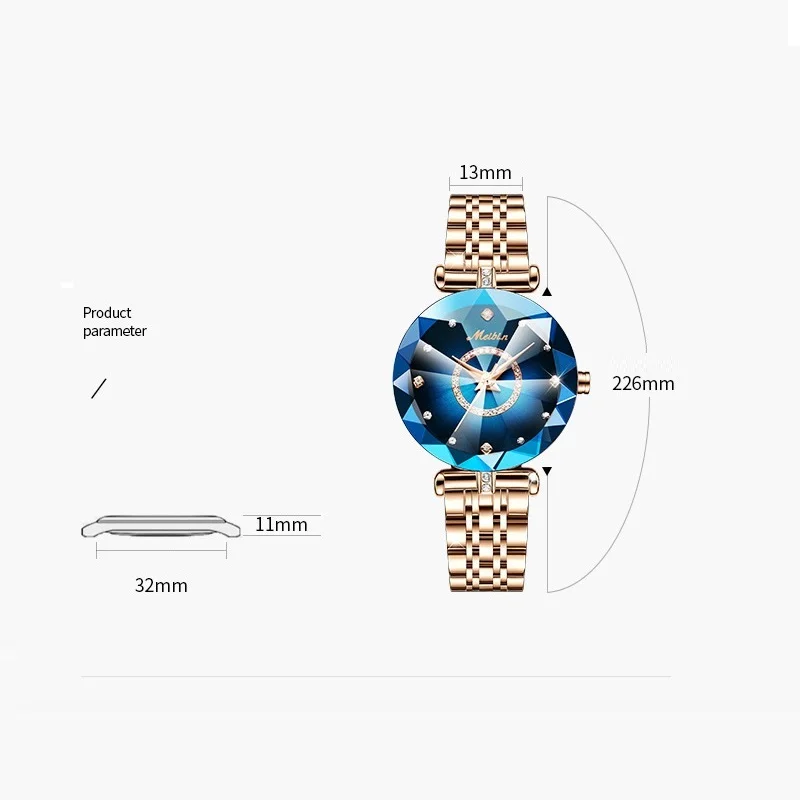 Fashion Meibin Luxury Top Brand Women Blue Lady Quartz Diamond Wristwatches Elegant Female Bracelet Girl Party Dress Reloj Mujer