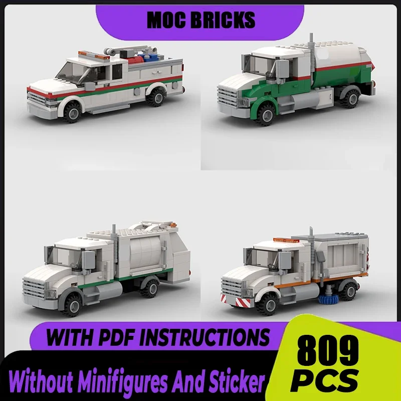 Urban Sanitation Series Moc Building  Brick Street Sweeper Model  Technology Blocks Gifts Toys For DIY  Assembly Gift Sets