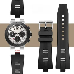 for Bvlgari Diagono Watch Strap Silicone Rubber Special Convex Interface Men's Dust Free Waterproof Sports Accessories