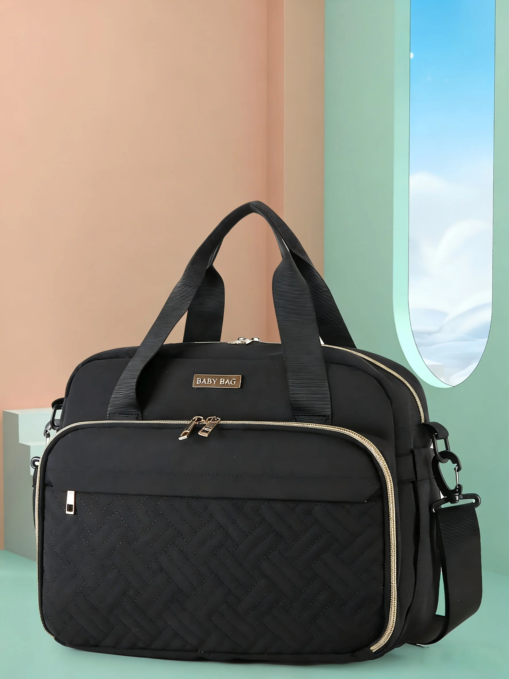 

Вместительная сумка для подгузников на одно плечо/через плечо с отделениями для влажных/сухих вещей и функцией подогрева бутылочек для мам