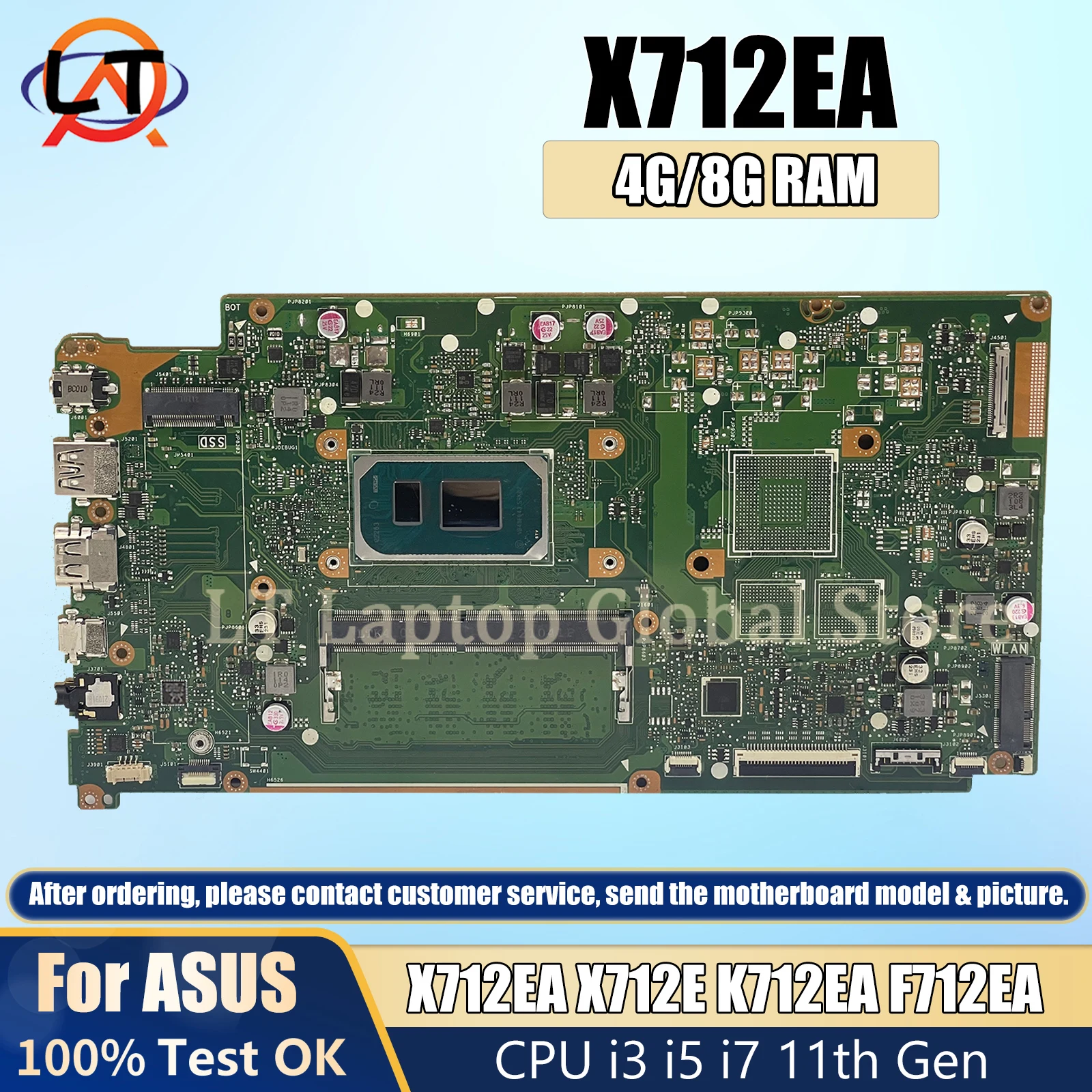 

Laptop mainBoard X712EA For ASUS VivoBook X712E K712EA F712EA computer motherboard with cpu i3 i5 i7 11th Gen 4GB/8GB-RAM DDR4