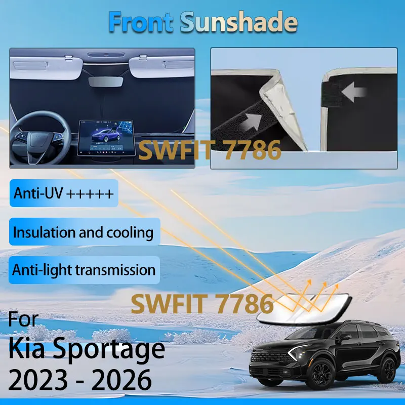 

1X для Kia Sportage NQ5 5 2023-2026, аксессуары, солнцезащитный козырек на лобовое стекло, теплоизоляционный водонепроницаемый козырек, УФ-запчасти 2025 2024