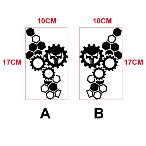 Imagen 2 del producto Pegatinas de calavera para Panel frontal de motocicleta, pegatina reflectante de engranaje Punisher de panal impermeable de modificación