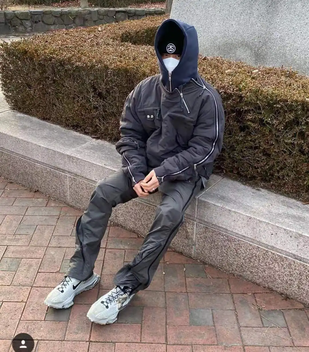  Far 아카이브 나일론 지퍼 팬츠 스트레이트 레그 트렌디 스트리트 스타일 캐주얼 바지 남성용 루즈핏 롱 팬츠