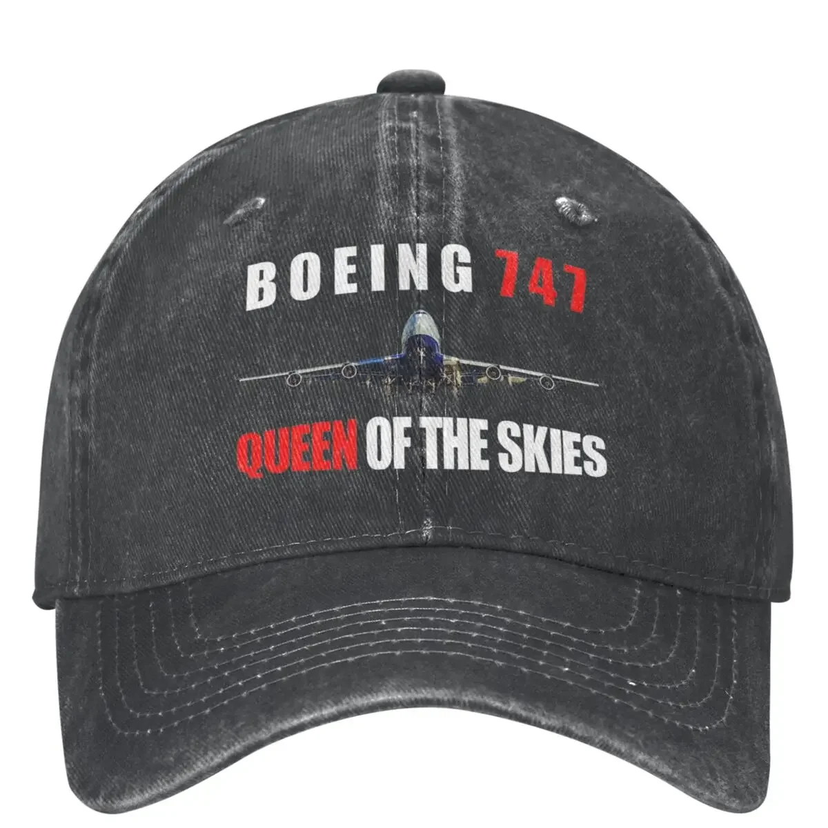 Boeing 747 Washed Baseball Cap Queen Of The Skies Vintage Hip Hop Hats Summer Unisex Teens Outdoor Sun Sunshade Baseball Caps