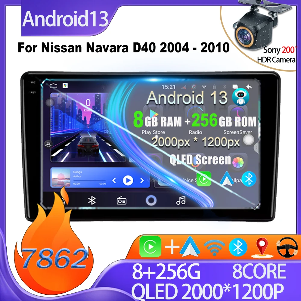 

Car Android 13 For Nissan Navara D40 2004 - 2010 Android Auto Mirror Link Car Radio Player No 2din DVD Touch Screen 8 Core Wifi