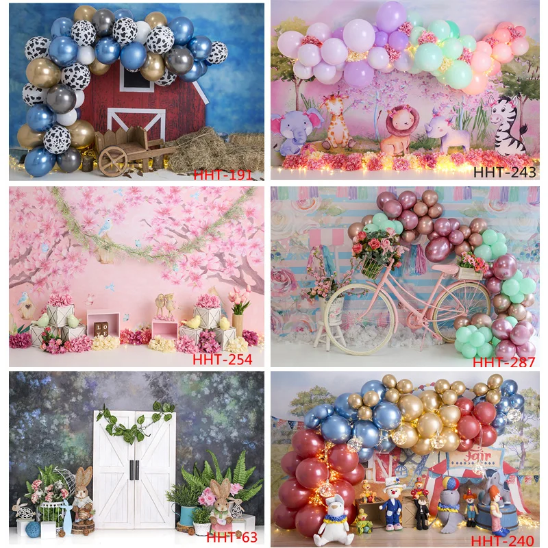 

Personalized Decoration With Colorful Balloon Arch Snowman Background Newborn Baby Birthday Photography Backdrops FSS-105