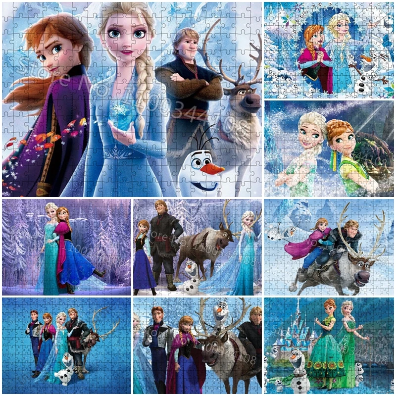 

Frozen Anna Elsa Puzzle Disney Princess 300/500/1000 Pieces Paper Wooden Jigsaw Puzzles Diy Adult Intellectual Toys Funny Gifts