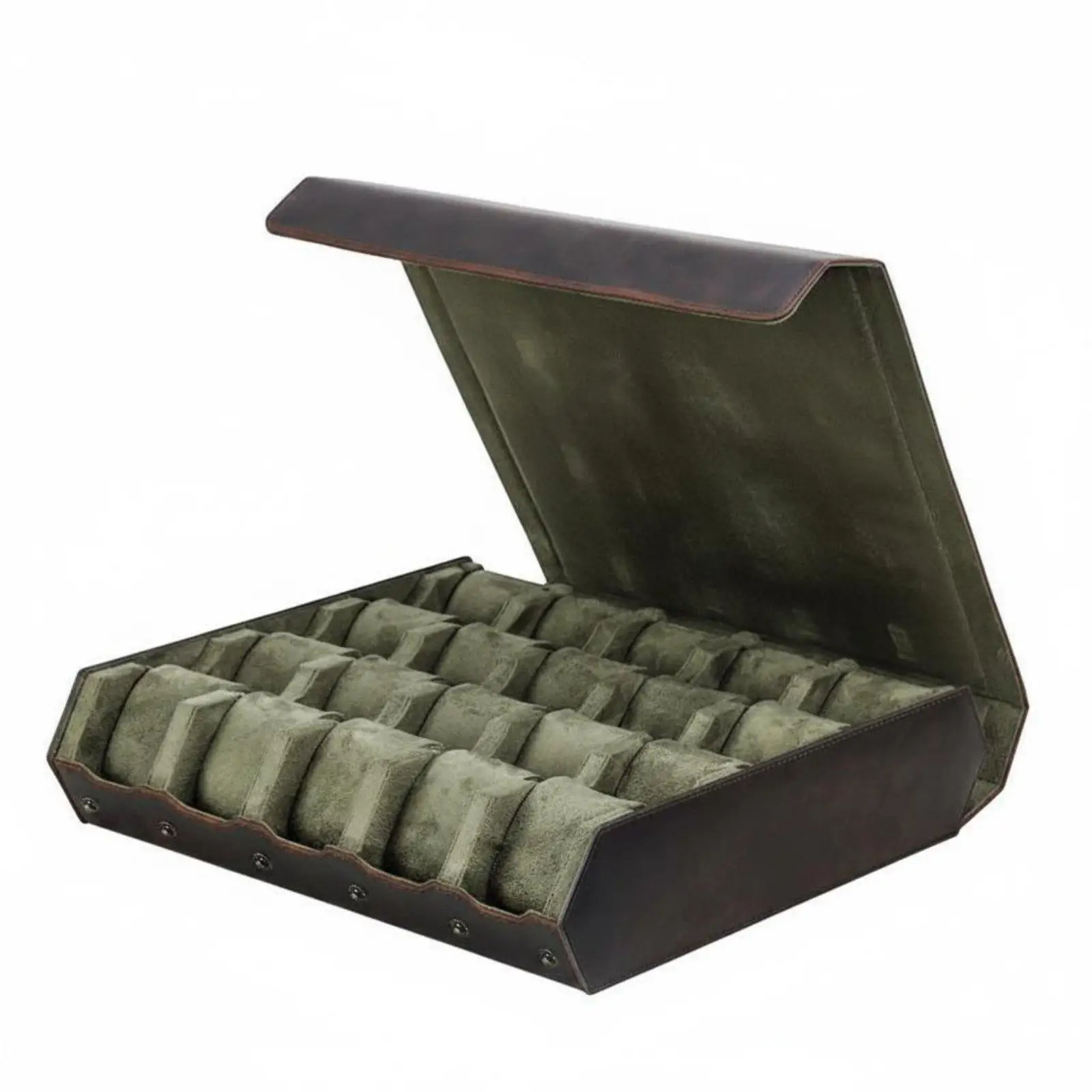 Classic Crazy Horse Leather Watch Case 20 Slot Display Box Retro Organizer for Watch Lovers
