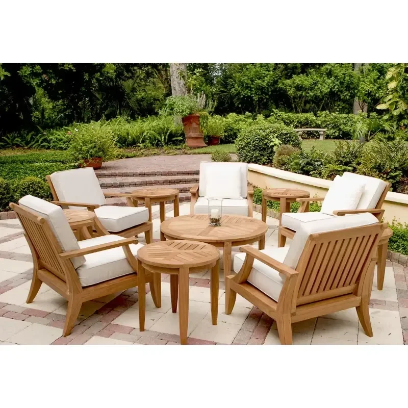 High Quality Garden Furniture Set Outdoor Teak Wood Sofa and Chair Dialogue Seating for Patio Lawn
