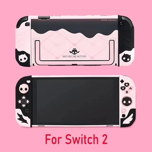 Protective Case For Nintendo Switch 2 Sweety Angel Devil Hard Shell Thumb Stick Grip Cap Buttons Silicone NS2 Full Cover
