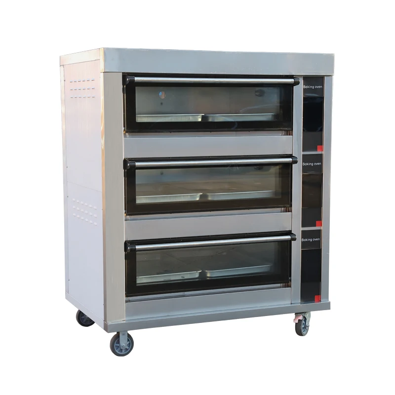 Professional Digital Control Stainless Steel 3 Decks 6 Trays Commercial Electric Oven for Sale