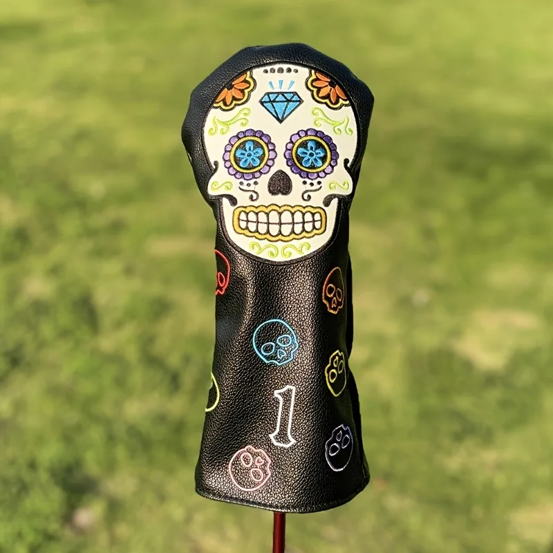 Capa de cabeça para taco de golfe com design de caveira de açúcar e padrão de caveira de açúcar mexicano – capa protetora resistente, resistente a arranhões