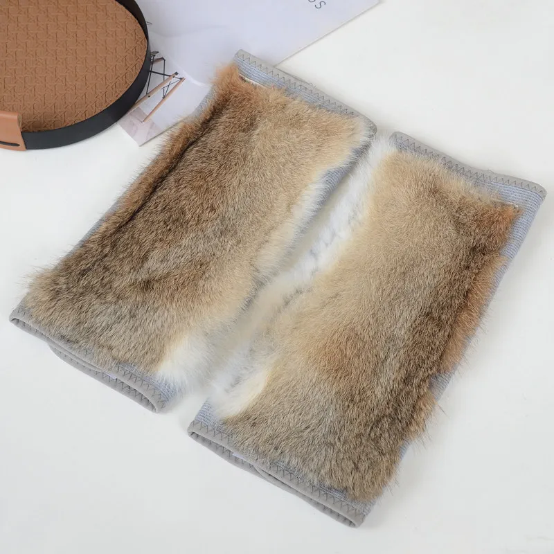 Knee Pad Leg Warmer Solid Natural Rabbit Fur Women Knee Sleeve Leg Warmer Knee Pads For Winter