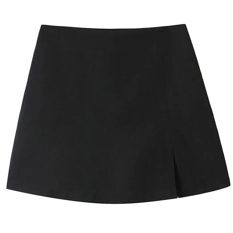 TRAF Mini Short Skirt Women\'s Skirt Short Summer 2024 High Waist Side Slit Short Skirt Korean Style Skirts Fashion Casual Shorts