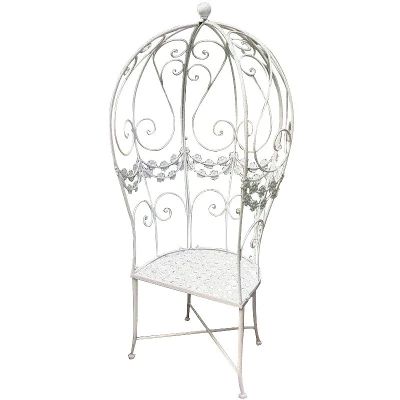 

Vintage Lounge Chair Climbing Lattice Balcony Terrace Vacation Chair Wrought Iron Garden Park Outdoor Lazy White Chair