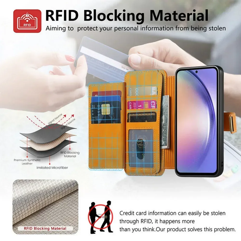 For Oneplus 13 13R 15 5G Case 2In1 Leather Zipper Wallet Funda OnePlus 15R Magnet Back Cover One Plus ACE 5 Pro 6 6T 12R Etui