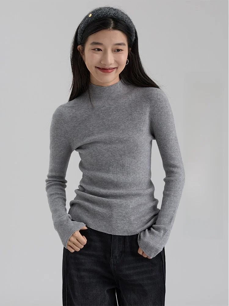 

Dwind Women's Skin-friendly Fce Sl Inteated f-high Collar Knitted Sweater Slim-fit Base Layer Top